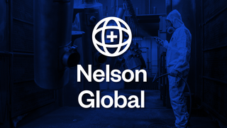 Nelson Global logo over an image of an employee in a manufacturing plant.